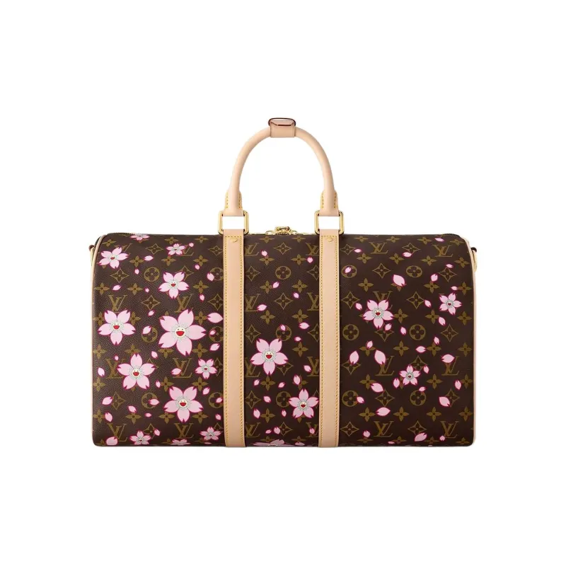 LOUIS VUITTON X Takashi Murakami Keepall Bandouliere 45 Sakura Brown-2