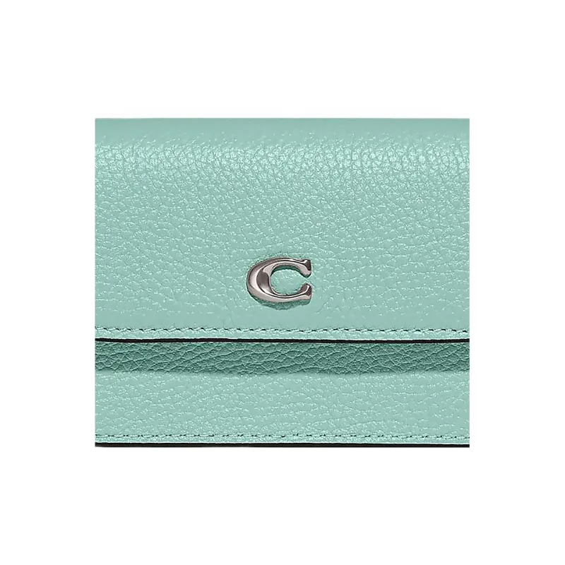 COACH Flap Card Case Cow Leather Crossbody Wallet Card Holder Mini Women's Blue-3