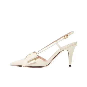 Valentino Bowow Slim Heel High Heels 8.5cm Women's Ivory White