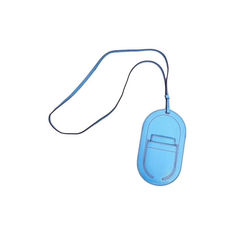 HERMES In The Loop Mysore Goat Skin One Shoulder Crossbody Cell Phone Pouch Large Size Women's Sky Blue/Heart Red-1