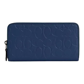 COACH SignatureAccordion Wallet Cow Leather Wallet Small Size Men's Blue