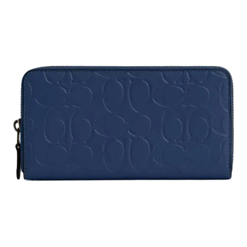 COACH SignatureAccordion Wallet Cow Leather Wallet Small Size Men's Blue