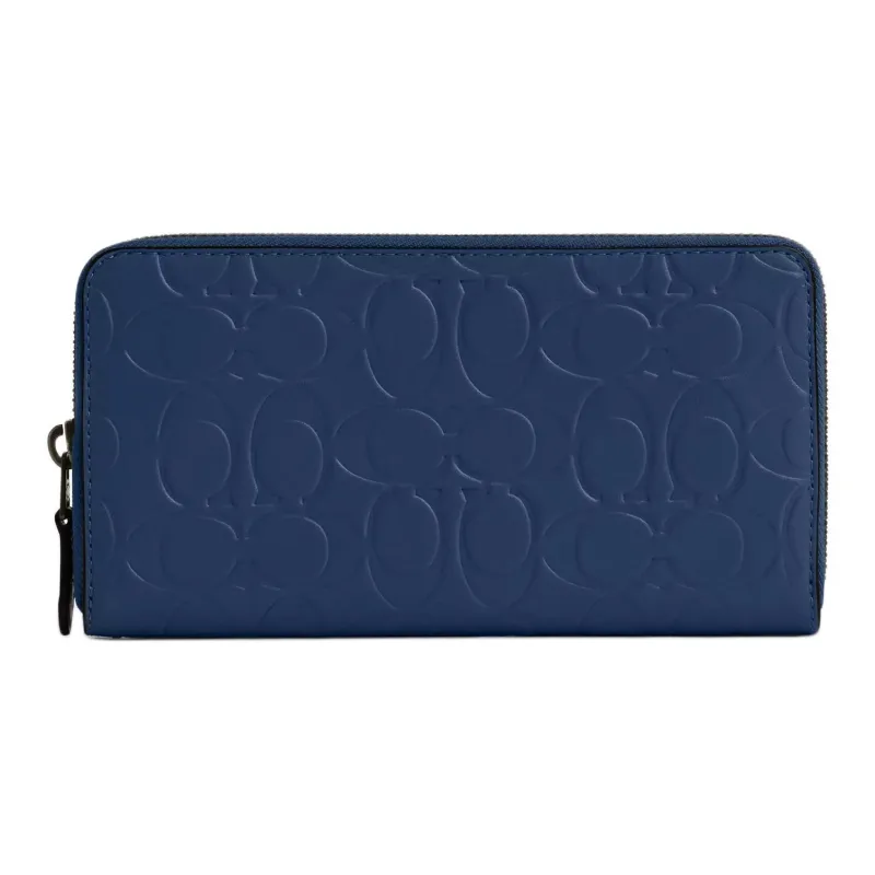 COACH SignatureAccordion Wallet Cow Leather Wallet Small Size Men's Blue-0