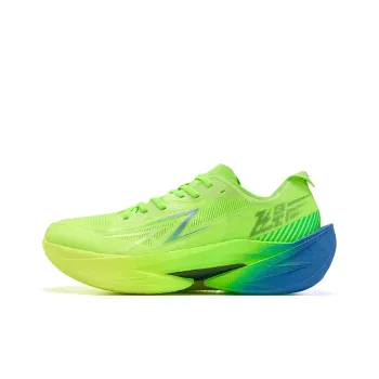 QIAODAN Breathable Lightweight Low Top Carbon Plate Marathon Training Race Running Shoes Men's Green