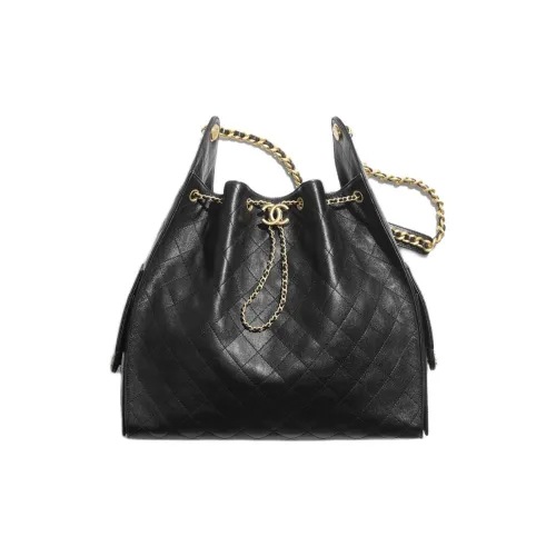 CHANEL 25Bag Calfskin Handbag, Shoulder Bag Large Size Women's Black