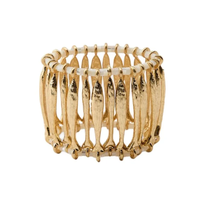 ZARA Zinc Shell Acrylic Plastic Bracelets Women's Gold-0