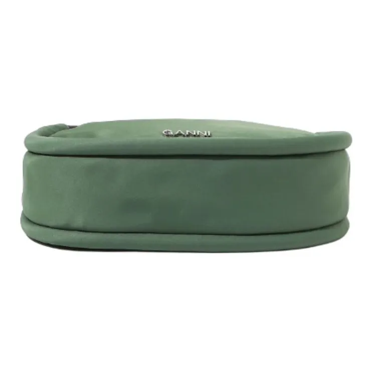 GANNI Leather Handbag, Shoulder Bag, Crossbody Bag Women's Green-2