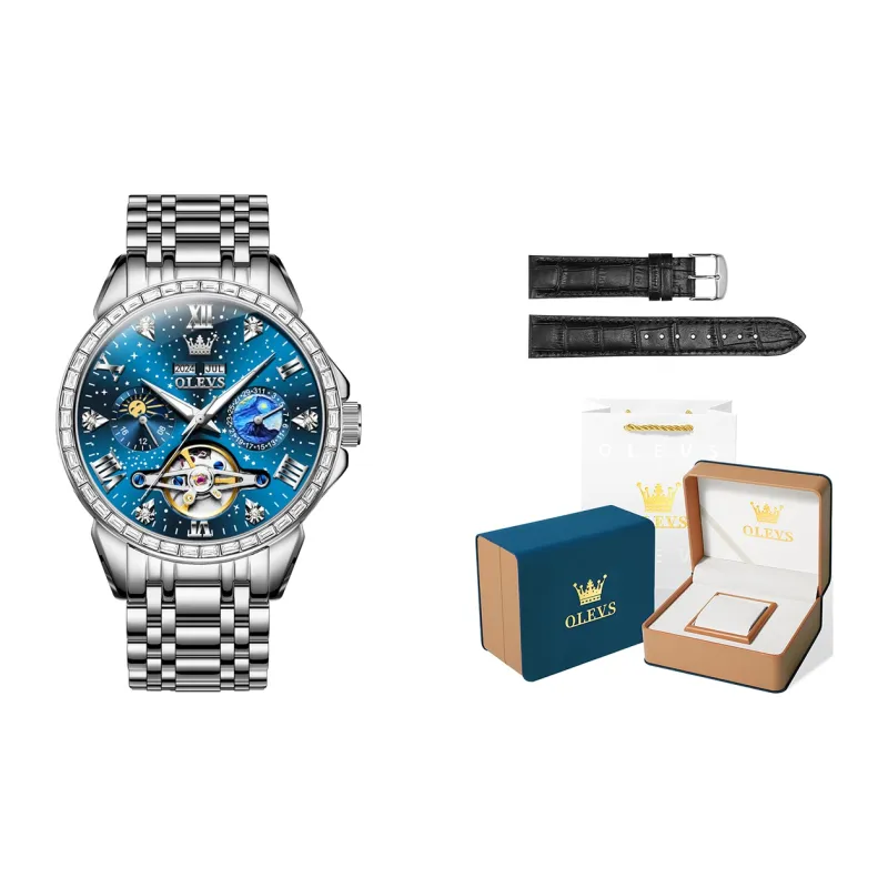 OLEVS Play The Cool Series Mechanical Movement Stainless Steel Watchband Watch Men's Watches Black Dial-21