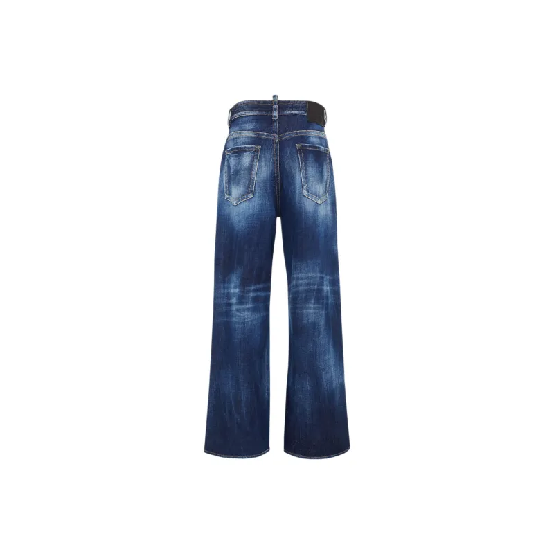 DSQUARED 2 Logo Patch Wide Leg Jeans-1