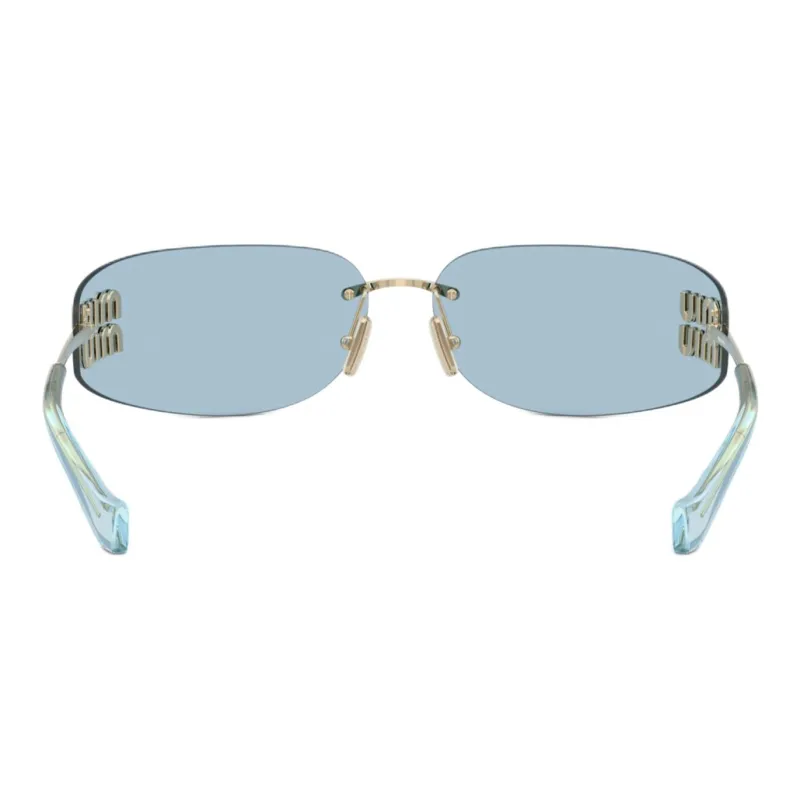 MIU MIU Metal Irregular Shape Sunglasses Women's Gold-2
