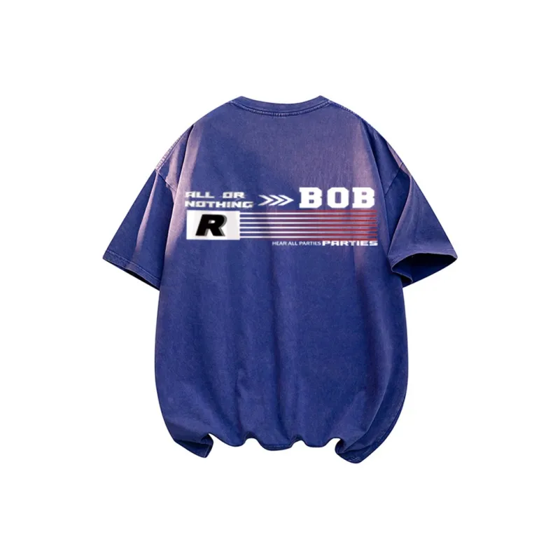 BOBBY ABLEY Tie Dye Washable Distressed Heavyweight Off The Shoulder T Shirt Unisex-6