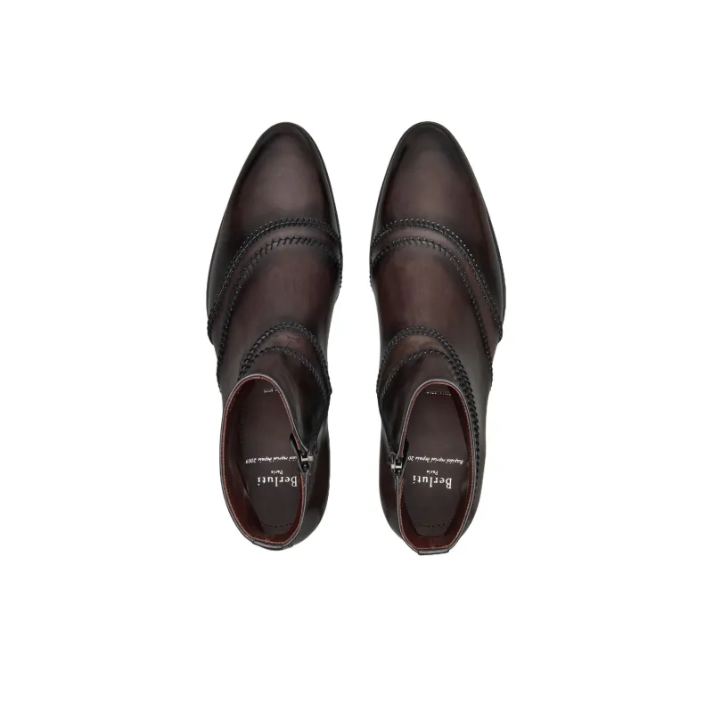 BERLUTI Rapiécé Reprisé Scritto 24 Winter Collection Ankle Boots Men's Dark Brown-3