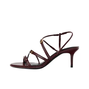 ZARA Strap Sandals 7cm Women's Dark Red