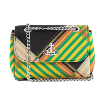 Vivienne Westwood Cross Grain Embossed Leather Shoulder Bag Crossbody Bag Wallets Small Size Women's Multicolor