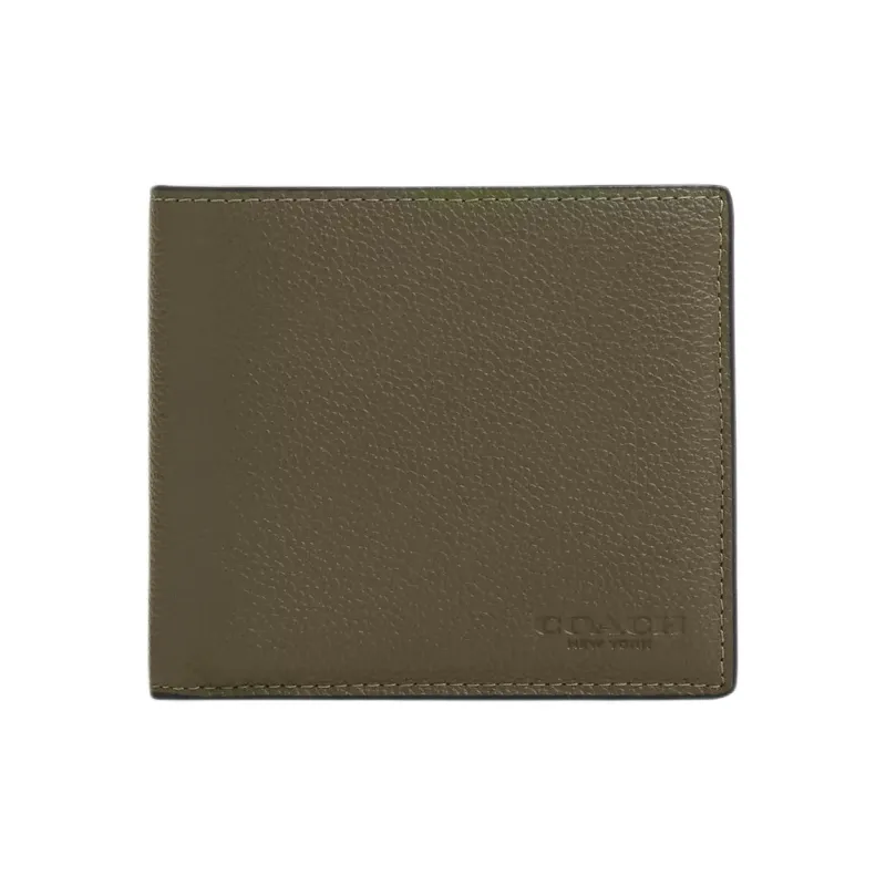 COACH Smooth Calf Leather Wallet Mini Men's Olive Umber-0
