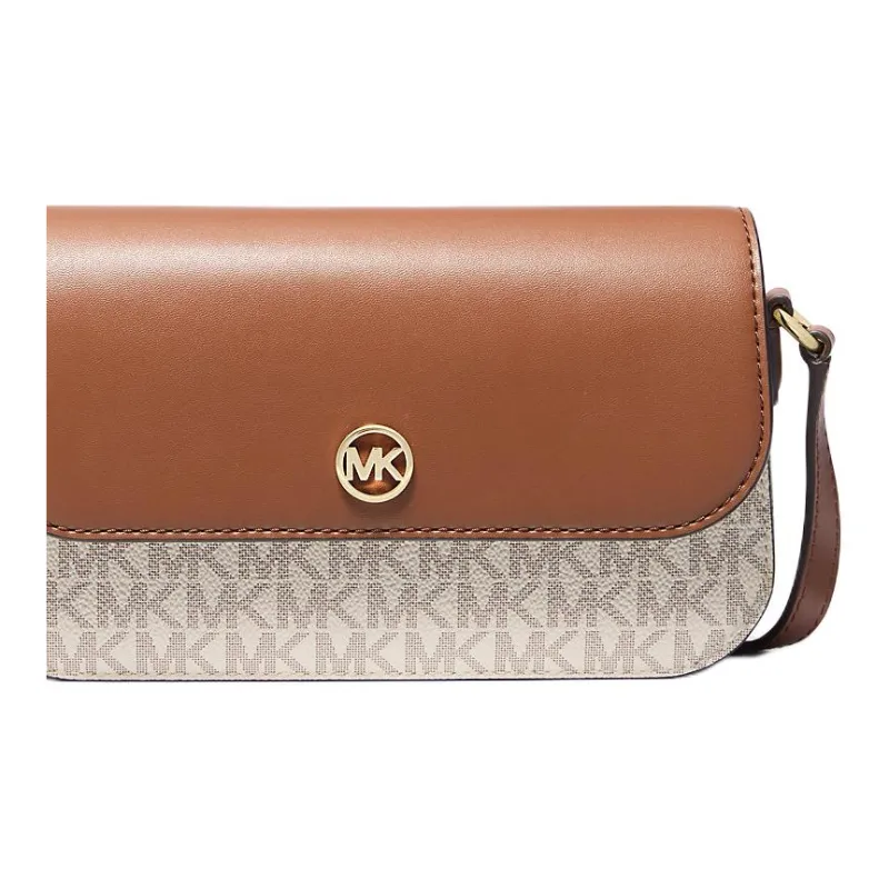 MICHAEL KORS Jet Set Travel Coated Canvas Crossbody Bag, Shoulder Bag Trumpets Women's Brown & Vanilla White-3