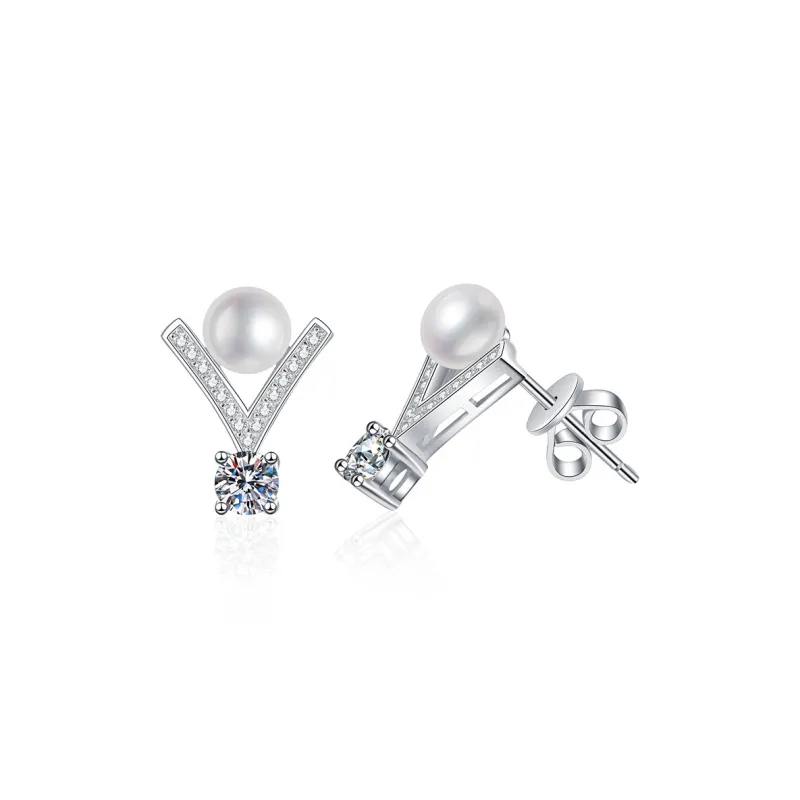JINJI Pearl Stud Earrings Women's-0