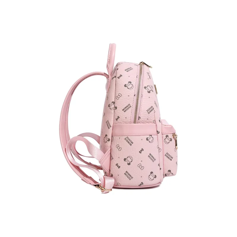 Disney Minnie Series PVC Polyvinyl Chloride University Student Small Backpack Women's Pink/Ecru-3