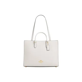 COACH Maggie Litchi Grain Leather Tote Bag, Shopping Bag, One Shoulder Handbag Tubas Women's White