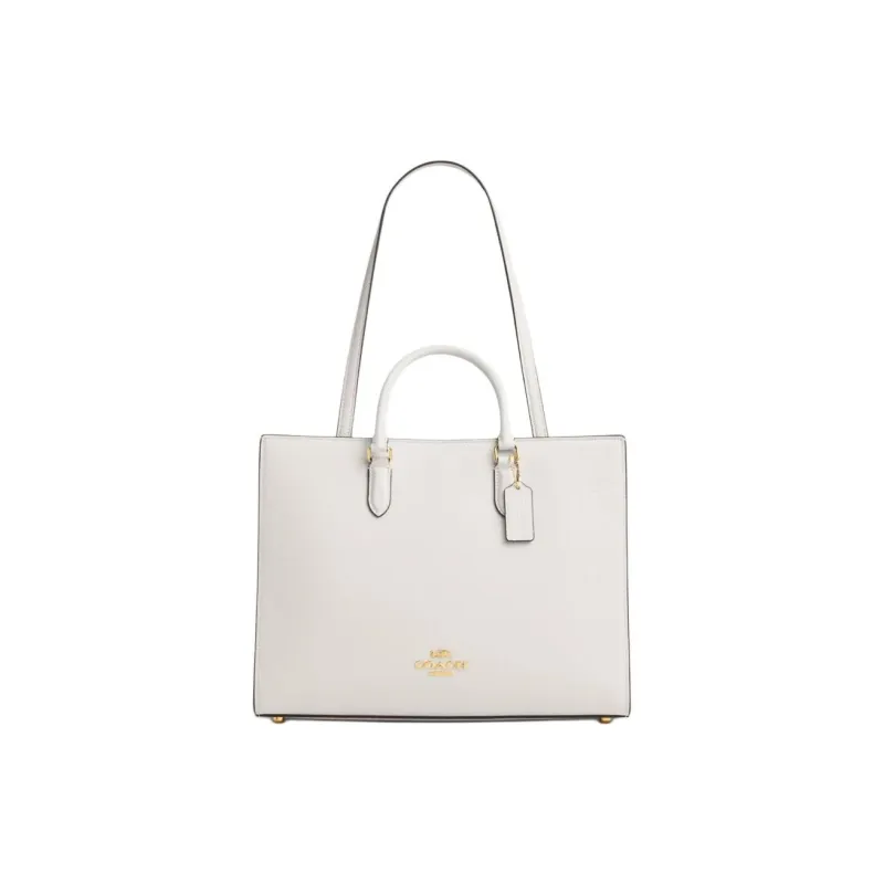 COACH Maggie Litchi Grain Leather Tote Bag, Shopping Bag, One Shoulder Handbag Tubas Women's White-0