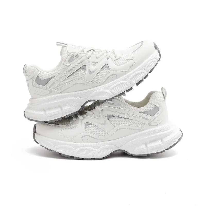 JOSINY Chunky Sneakers Women's Low Top Beige Gray/Champagne Gold-2