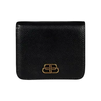 Balenciaga Leather Clutch Coin Purse Regular Women's Black
