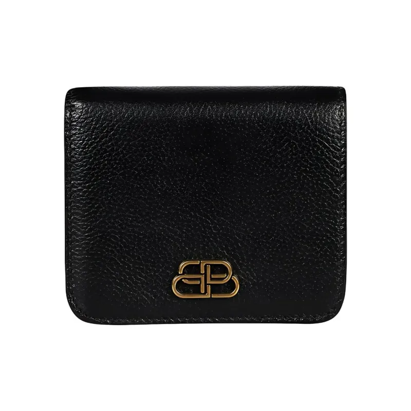 Balenciaga Leather Clutch Coin Purse Regular Women's Black-0