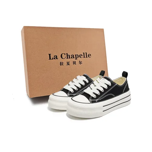 La Chapelle Anti-Slip And Wear-Resistant Lightweight Height Increasing Low-Top Canvas Shoes Women's Black