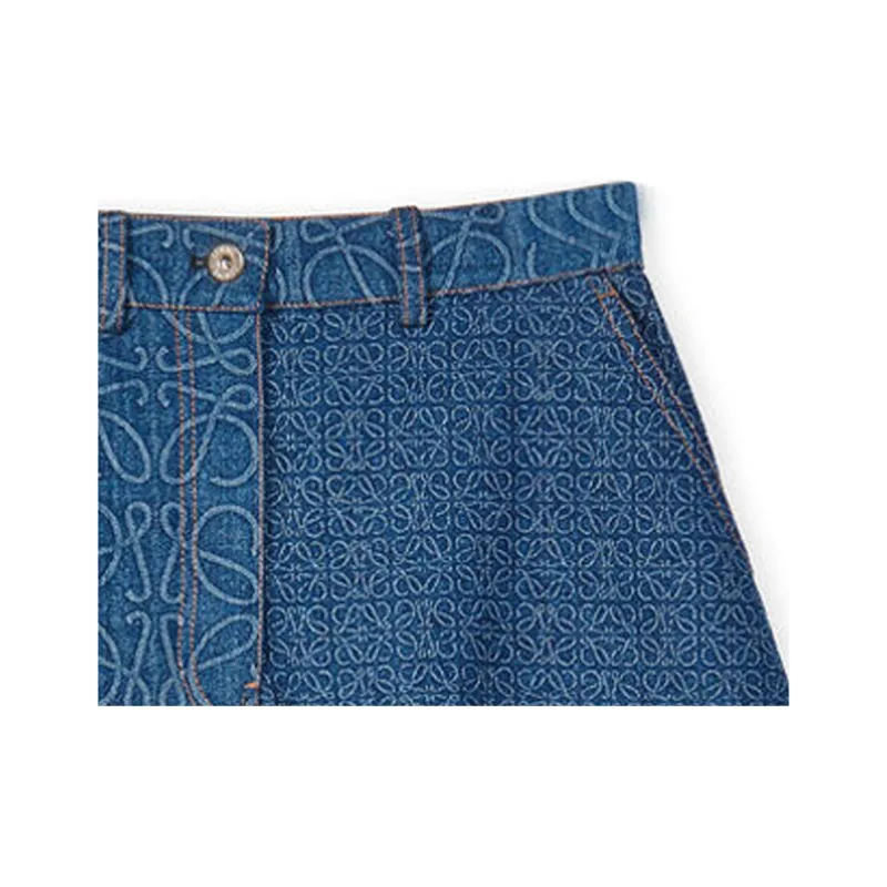 LOEWE Anagram Denim Mini Skirt 'Indigo Blue'-4
