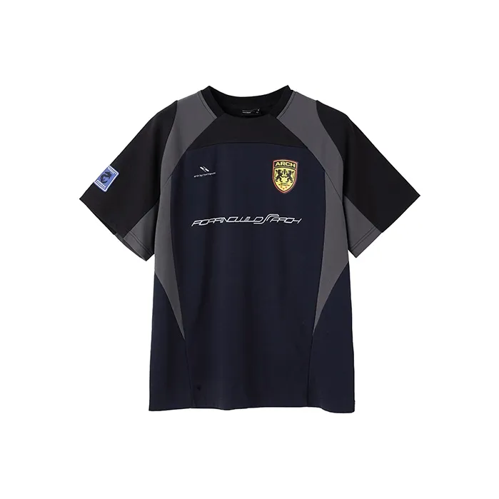 ROARINGWILD ARCH T Shirt Unisex Ecru Dark Blue-2