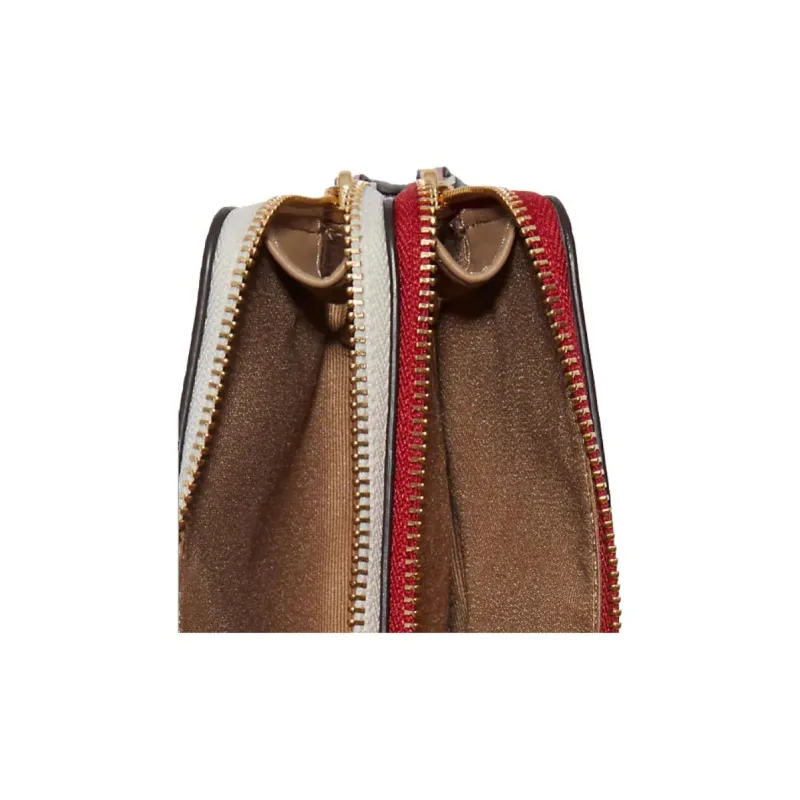 COACH Wristlet Leather Wallet Handheld Wrist Bag Small Size Women's Red & White-5
