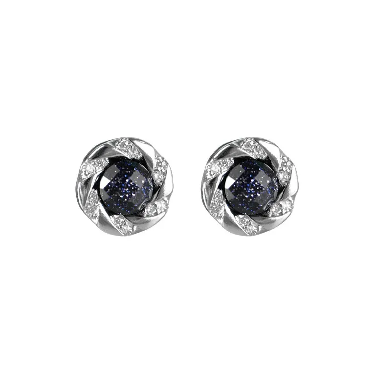 JKEM Copper, Zircon Stud Earrings Unisex-0