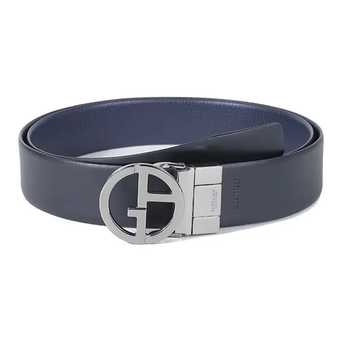 AMANI Cow Leather Belts Men's Blue/Black Width  4cm-1