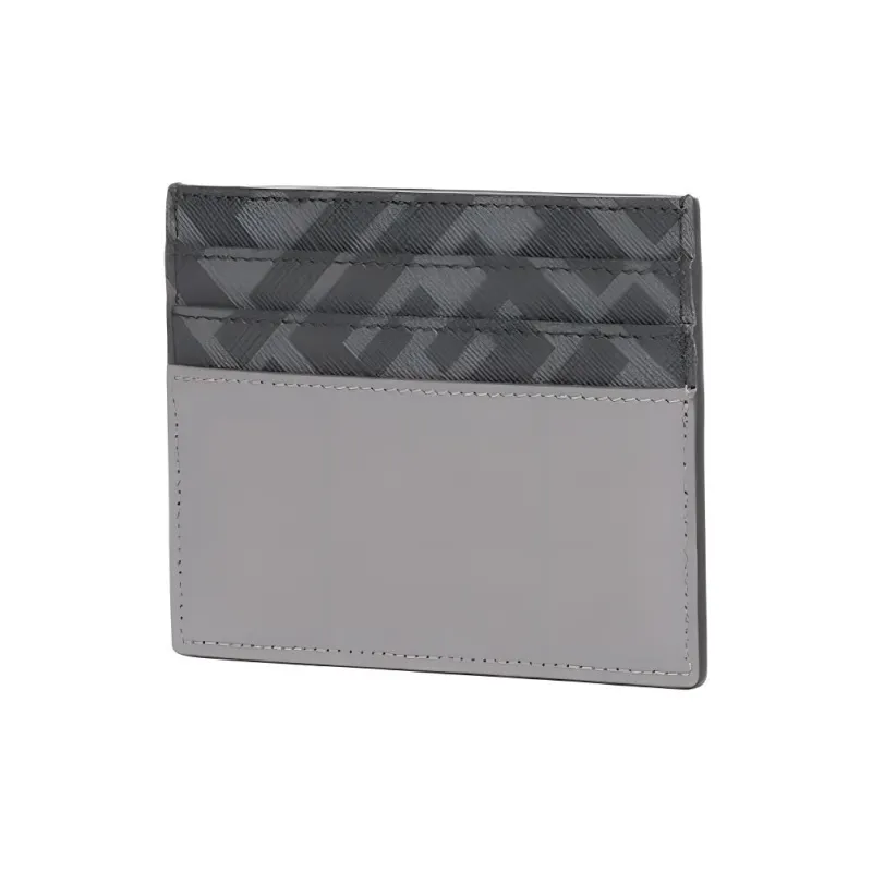 FENDI FF Calfskin With Canvas Card Holder Men's Gray & Black-1