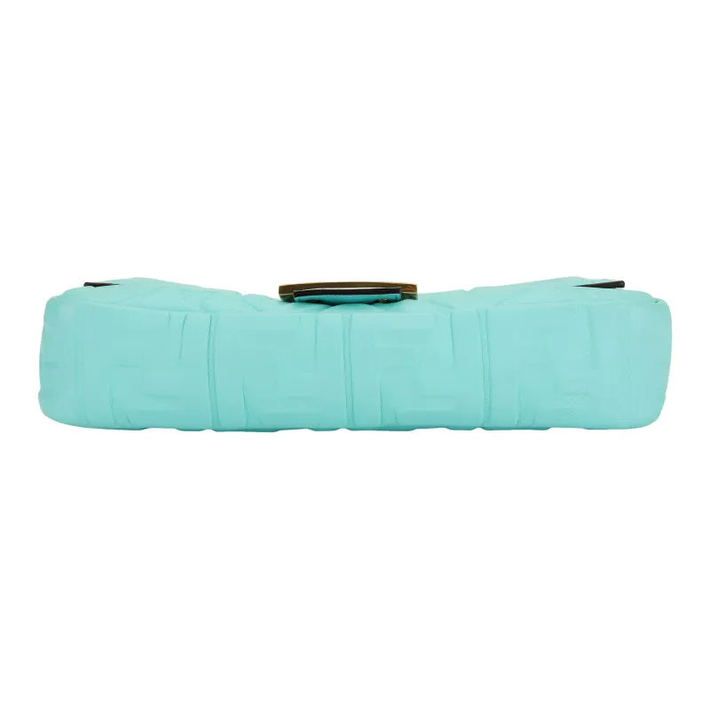 FENDI Baguette Sheepskin Portable Crossbody Bag, Shoulder Bag Medium Size Women's Turquoise-3