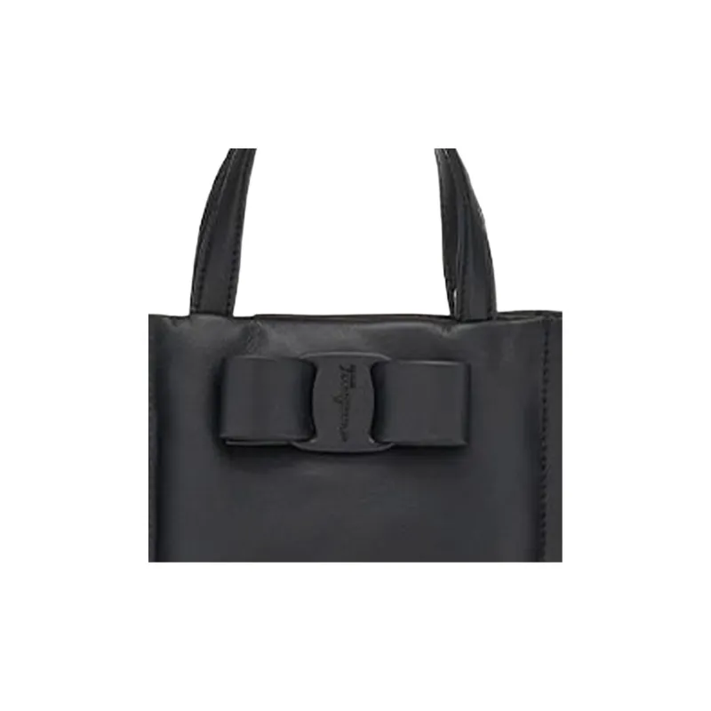 FERRAGAMO Leather Small Square Bag Handbag Women's Black-3