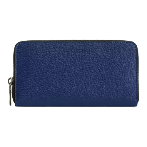 COACH Accordion Wallet Leather Wallet Small Size Men's Dark Blue