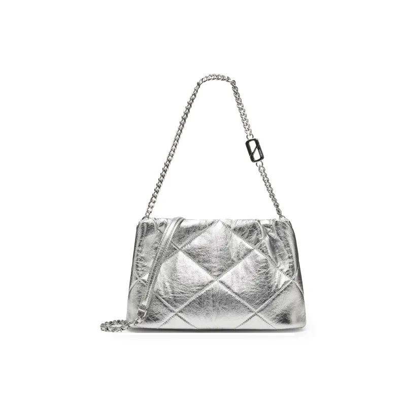 Staccato Sheepskin Shoulder Bag Medium Size Women's Metallic Silver/Elegant Gold-2