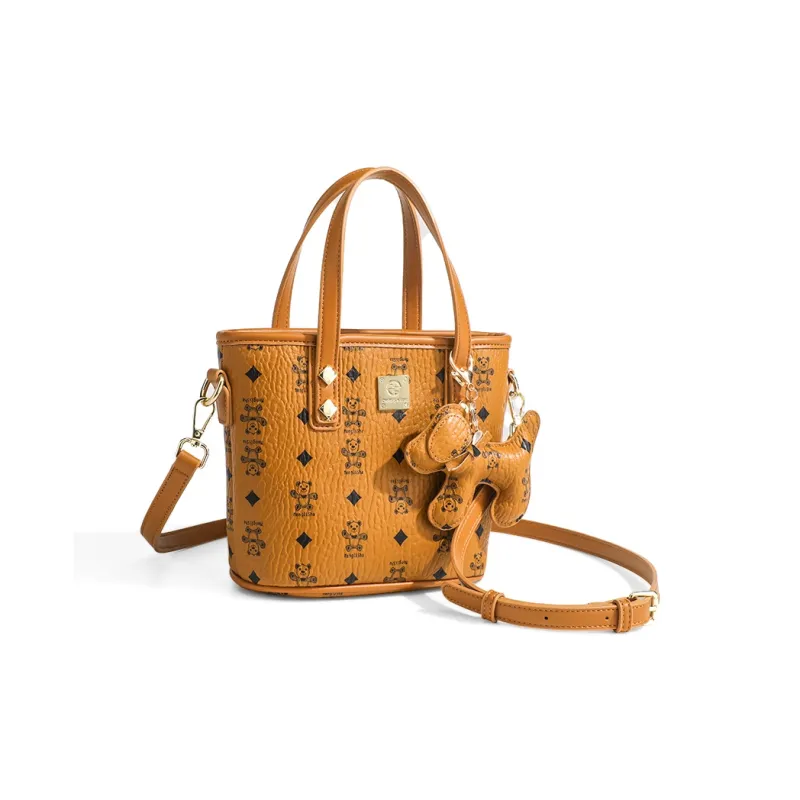 CLEVER& KETCH PU Tote Shoulder Bag, Crossbody Bag, Handbag Women's Apricot/Pink/Brown-10