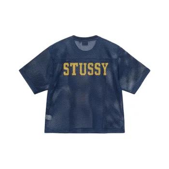 Stussy Drop2 Logo Mesh Knit T shirt SS24 Blue