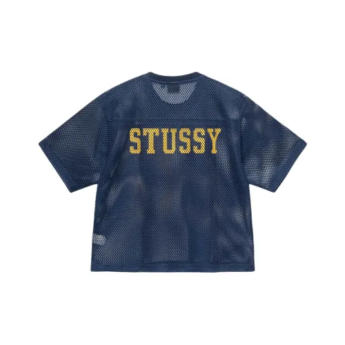 Stussy Drop2 Logo Mesh Knit T shirt SS24 Blue