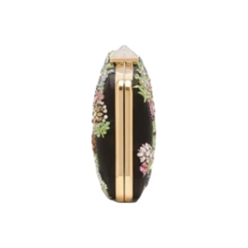 Valentino Satin Shoulder Bag Small Size Women's Black & Multicolor-3