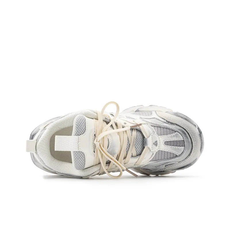 Medd Cushioned Wear Resistant Breathable Lightweight Height Increasing Low Top Chunky Sneakers Unisex Jade White/Silver-3