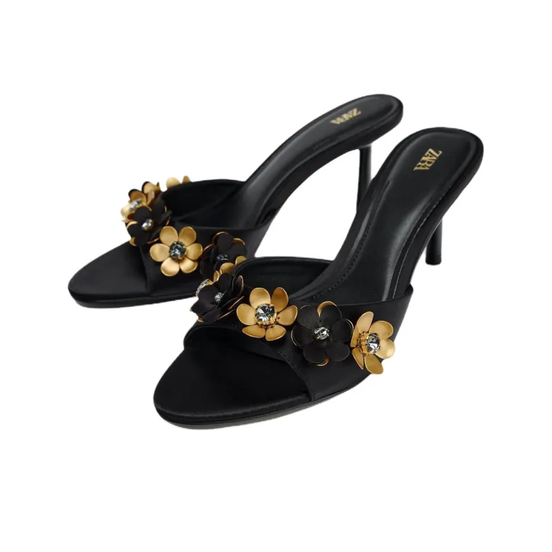 ZARA Abrasion Resistant Slide Slippers Women's Black-2
