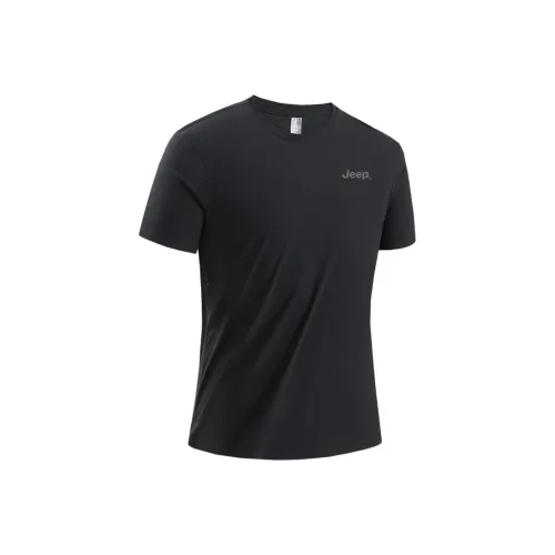 Jeep Summer Sports Running Loose Fit Crew Neck Breathable Off The Shoulder Short Sleeved T Shirts Unisex