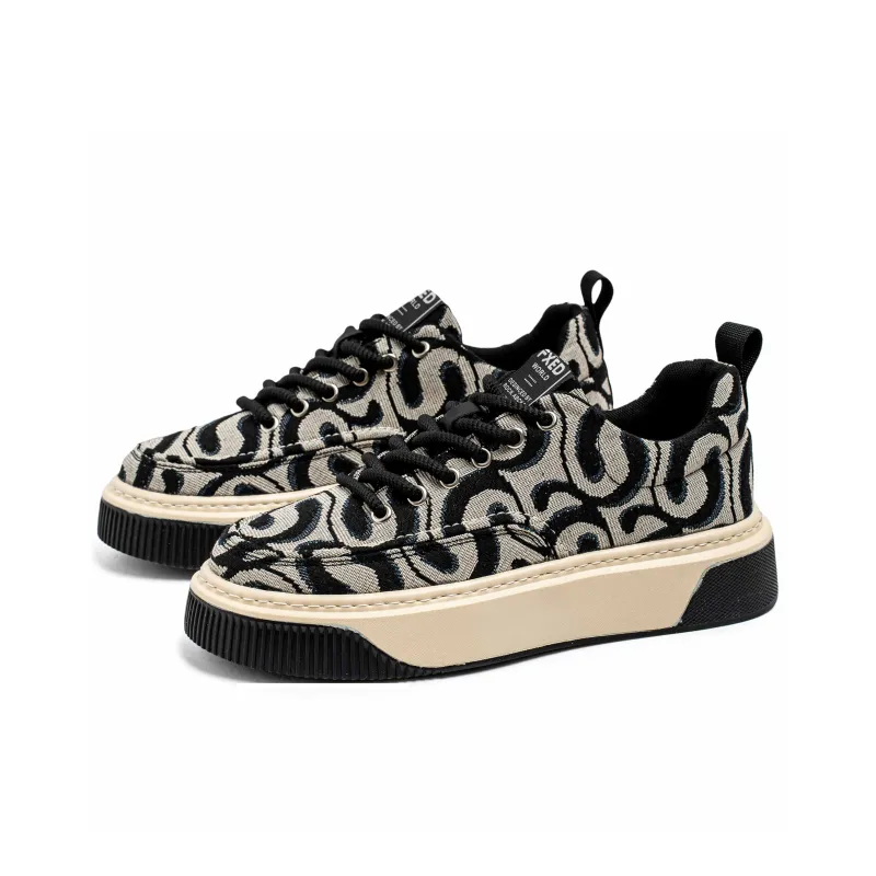 DM Canvas Shoes Men Low Top Beige Black/Beige Khaki/Beige Red-2