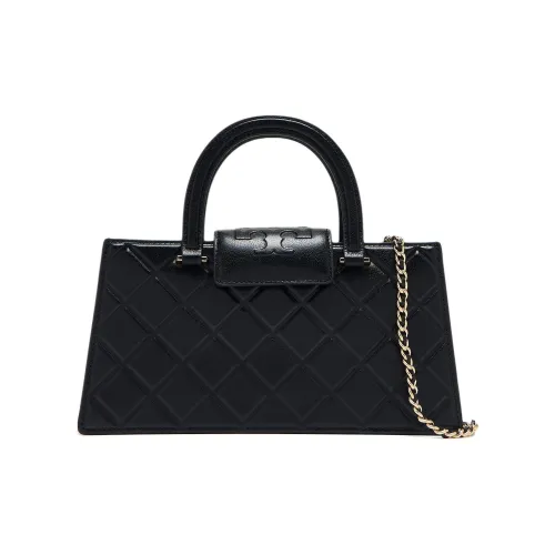 TORY BURCH Fleming Litchi Grain Leather Tote Bag Shopping Bag Shoulder Bag Handbag Small Size Women's Black