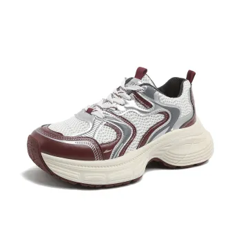 Kuding Slip Resistant Breathable Height Increasing Low Top Chunky Sneakers Women's