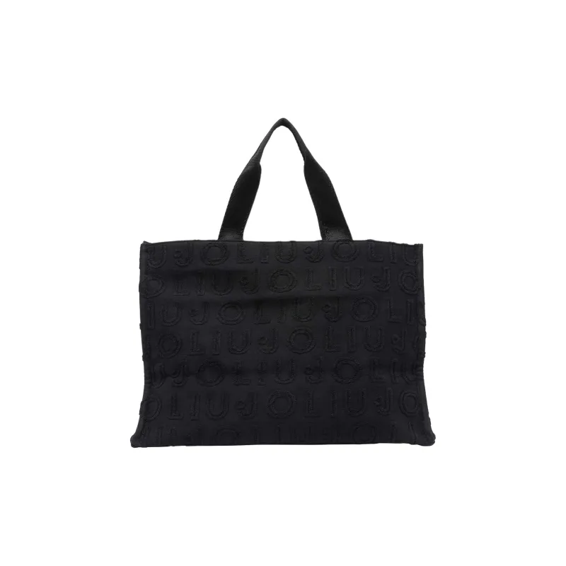 LIU·JO Cotton With Polyester Tote Bag, Shopping Bag, Shoulder Bag, Handbag Women's Black-2