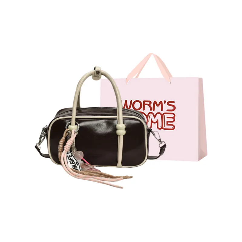 Worm's Home PU Bowling Bag Handbag Women's Multicolor-12